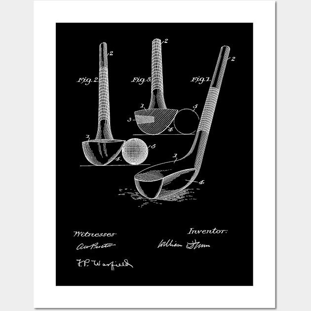 Golf Club Vintage Patent Hand Drawing Wall Art by TheYoungDesigns